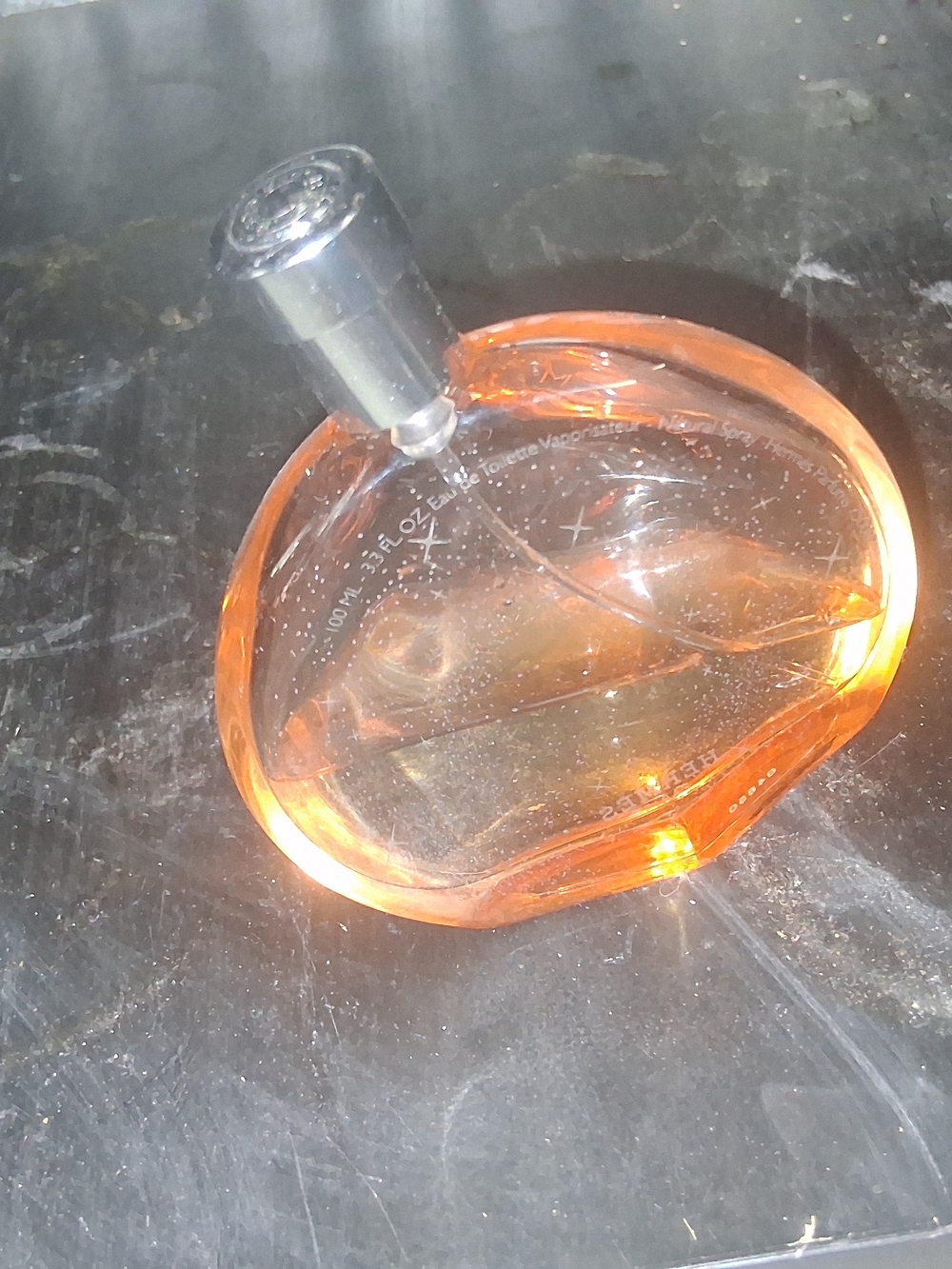 Round Orange Glass Perfume Bottle (HERMES)